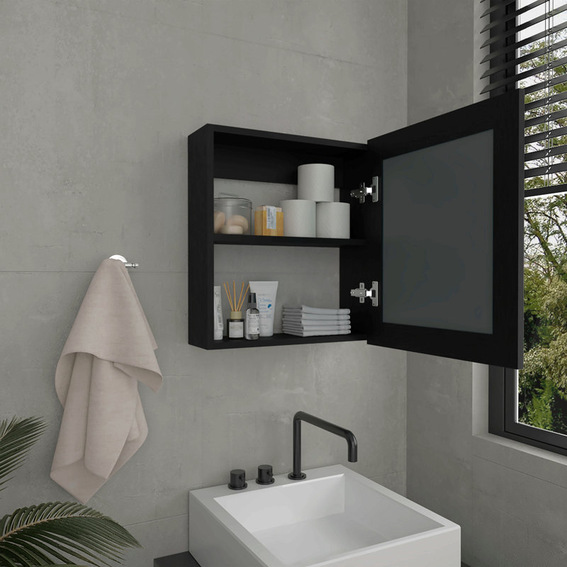 Medicine Cabinet With Mirror Door 20.5" High Cabinet Organizer With Two Interior Shelves  For Bathroom, Kitchen, Mudroom