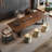 Nut-Brown Rectangular Solid Wood Dining Table-978422490