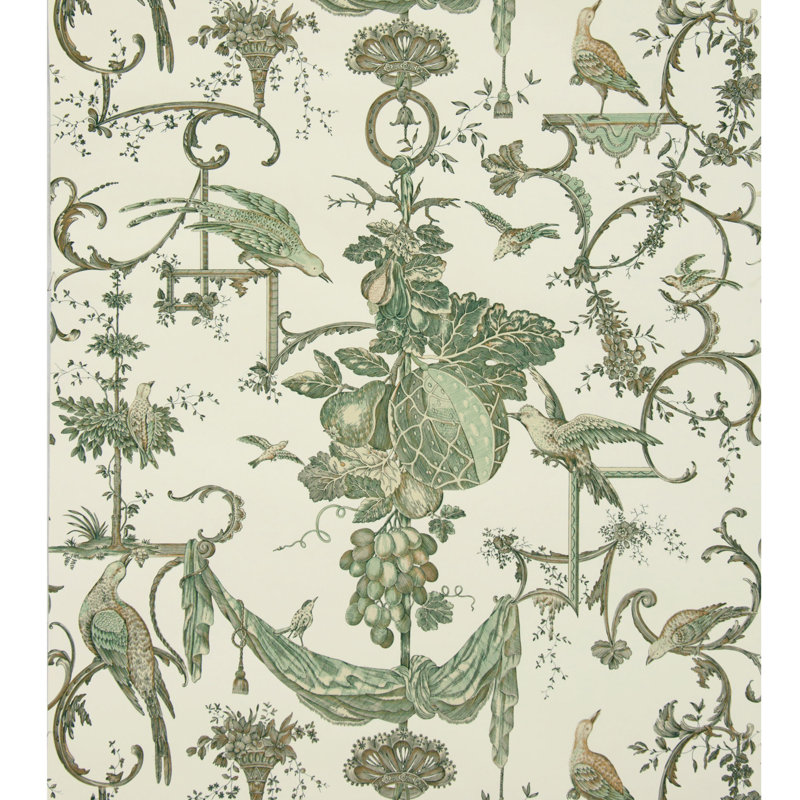 Kininvie 30' L x 29" W Wallpaper Roll, Leaf/White