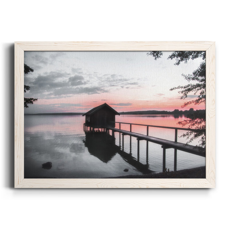 Coucher de soleil sur le mois d'octrier - Photographie de cadre sur toile, Blanc, H 31 po x l 44 po x P 1 po