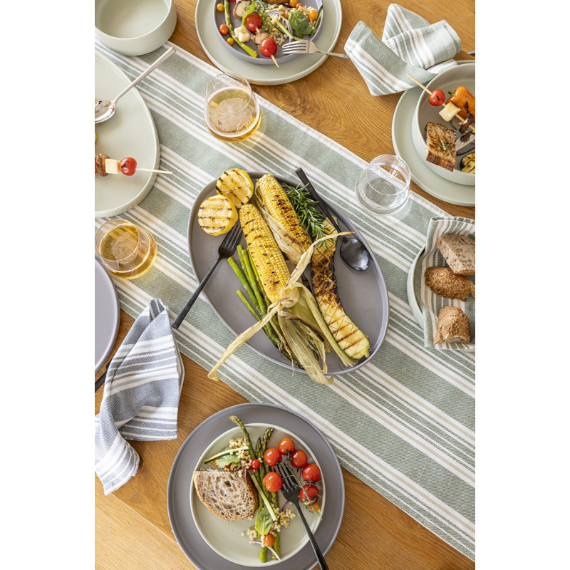 over&back Woven Striped Cloth Napkins, Blue
