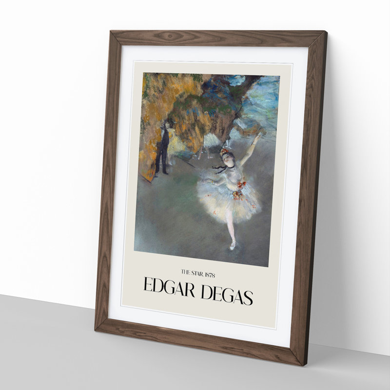 The Star Ballet Ballerina Dancer by Edgar Degas - Picture Frame Painting, 48cm H x 36cm W x 2cm D, Walnut Framed