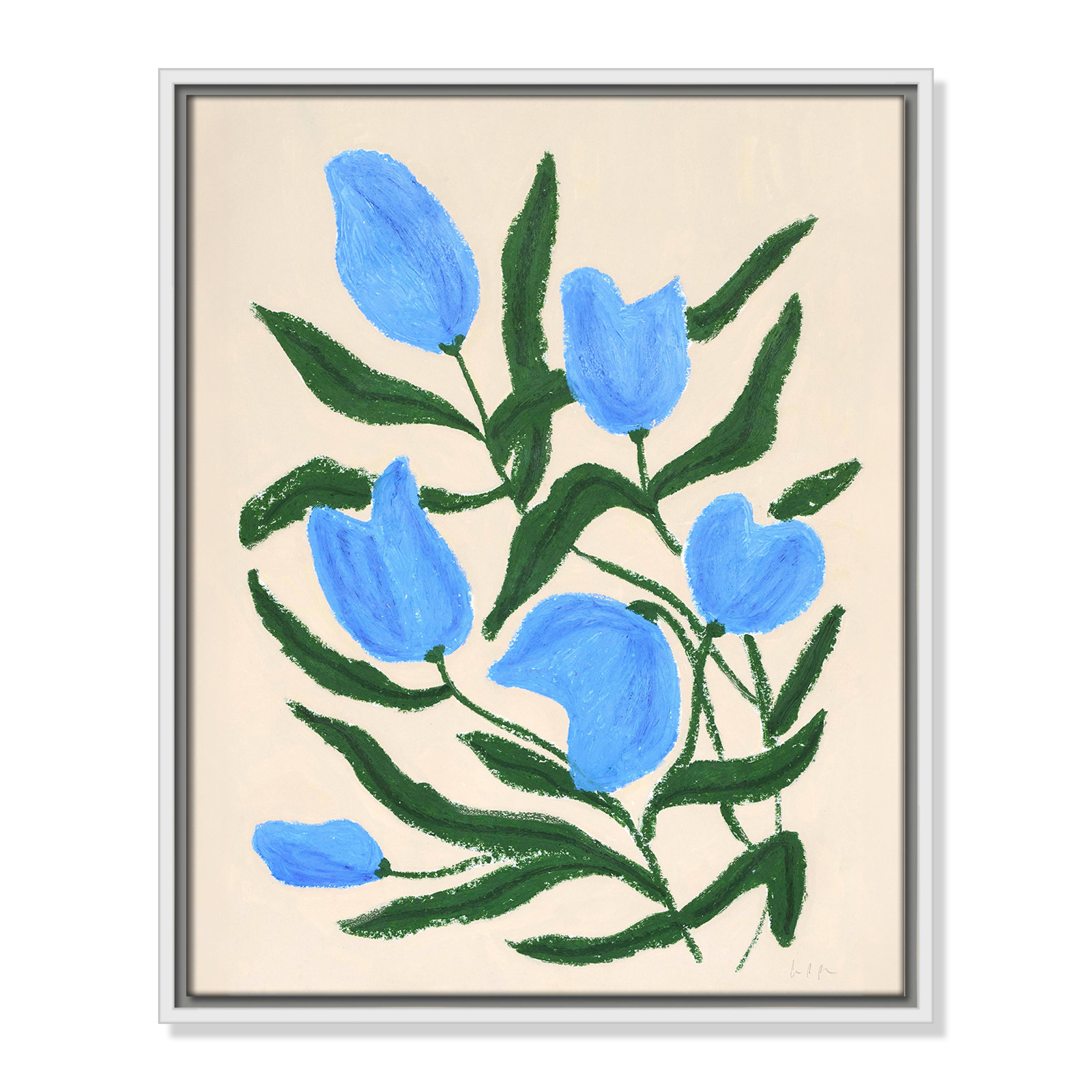 Blue Tulips Print by Camilla Bergqvist, 21.5" H x 17.5" W, White