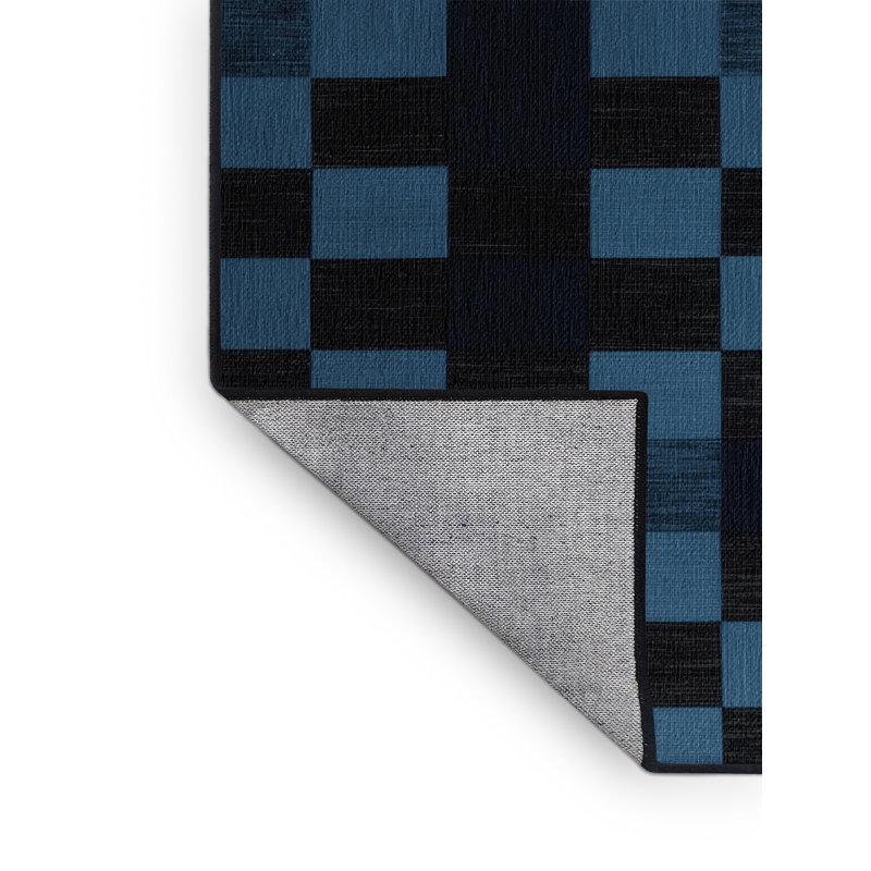 Tapis gris à carreaux lavable à la machine, Carré 3 pi
