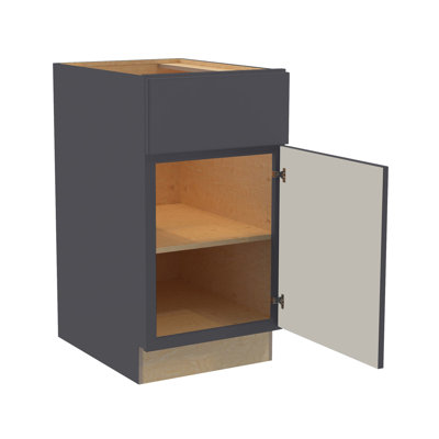 Gallery Express Rowan Plywood Assembled 15 in W X 24 in D X 34.5 in H Base Kitchen Cabinet with Drawer Right in Onyx