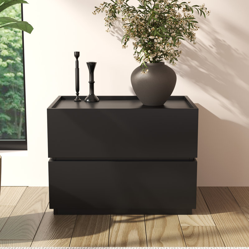 Heckman Modern Modular Nightstand,with 2 Drawers For Bedroom, Modular Assembly, Black
