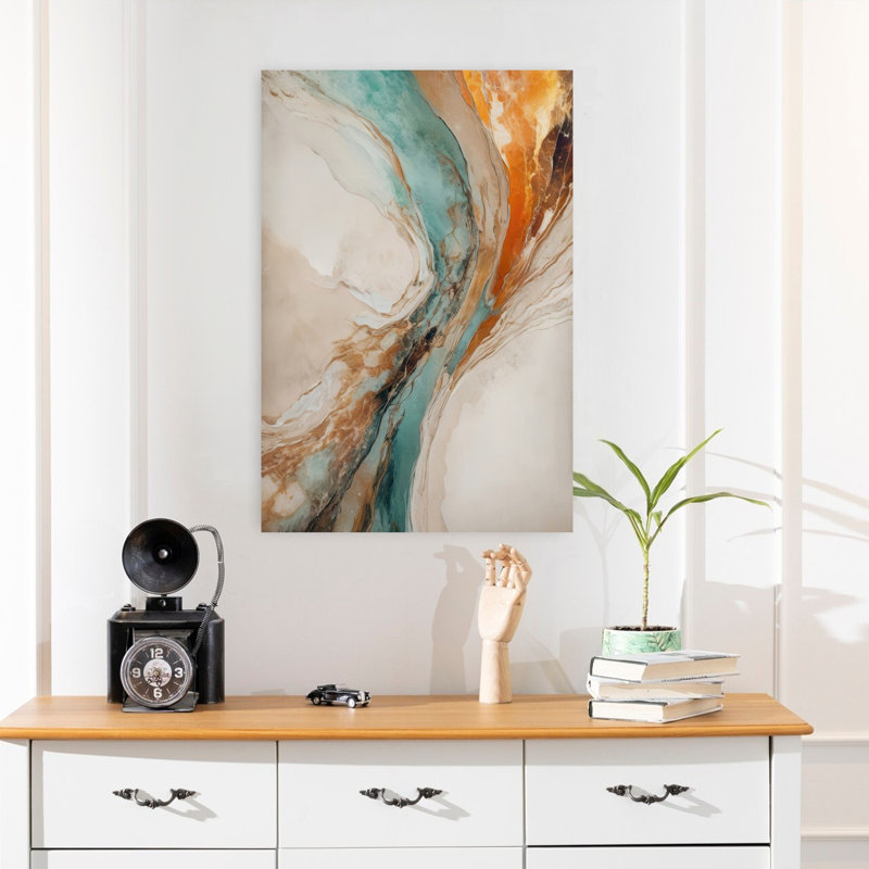 Sable et feu, art mural contemporain abstrait, H 24 po x l 16 po