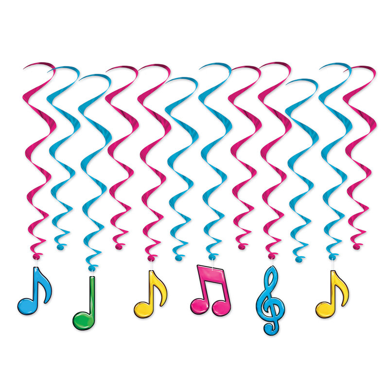 Tourbillons de notes de musique néon
