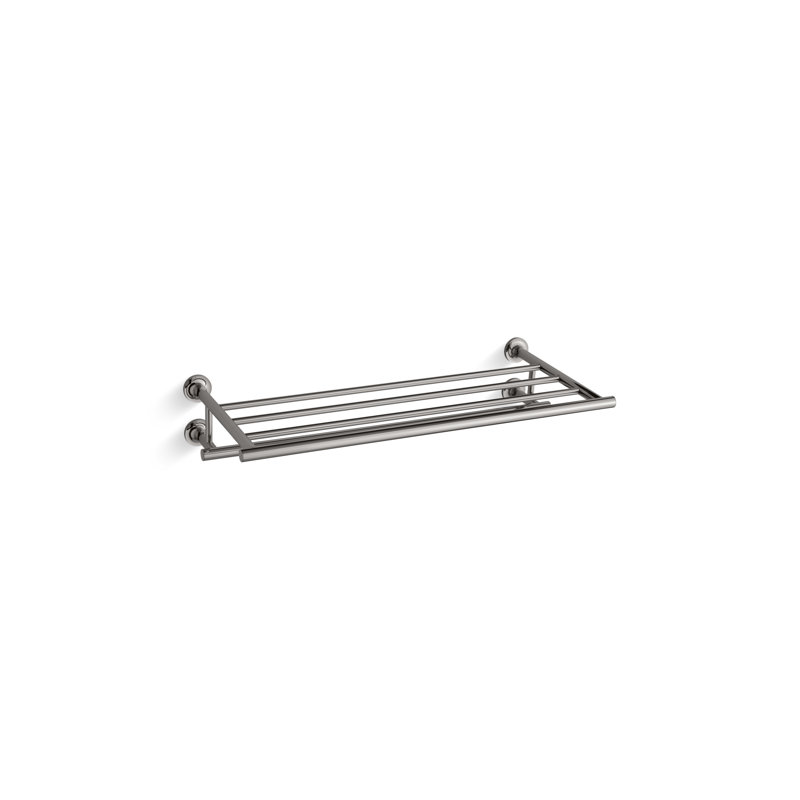 Purist 24" Hotelier Metal Wall-Mount Bathroom Shelf, Towel Holder, Vibrant Titanium