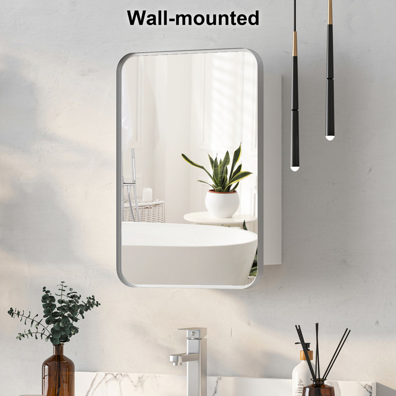 Ayyat 3-Shelf Bathroom Medicine Cabinet with LED Lighting, Brushed Nickel