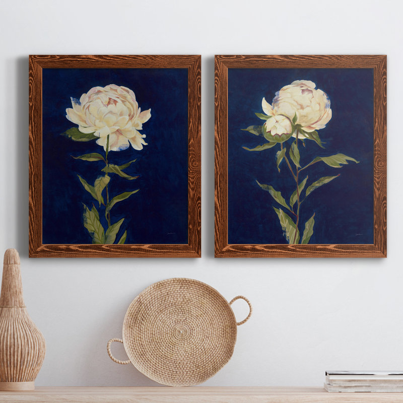PRETTY AS A PEONY I - Ensemble de 2 reproductions de cadres photo sur toile, H 20 po x l 17 po x P 1 po, Cadre en érable