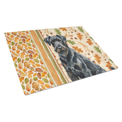 Black Russian Terrier Heirloom Fall Glass Cutting Board