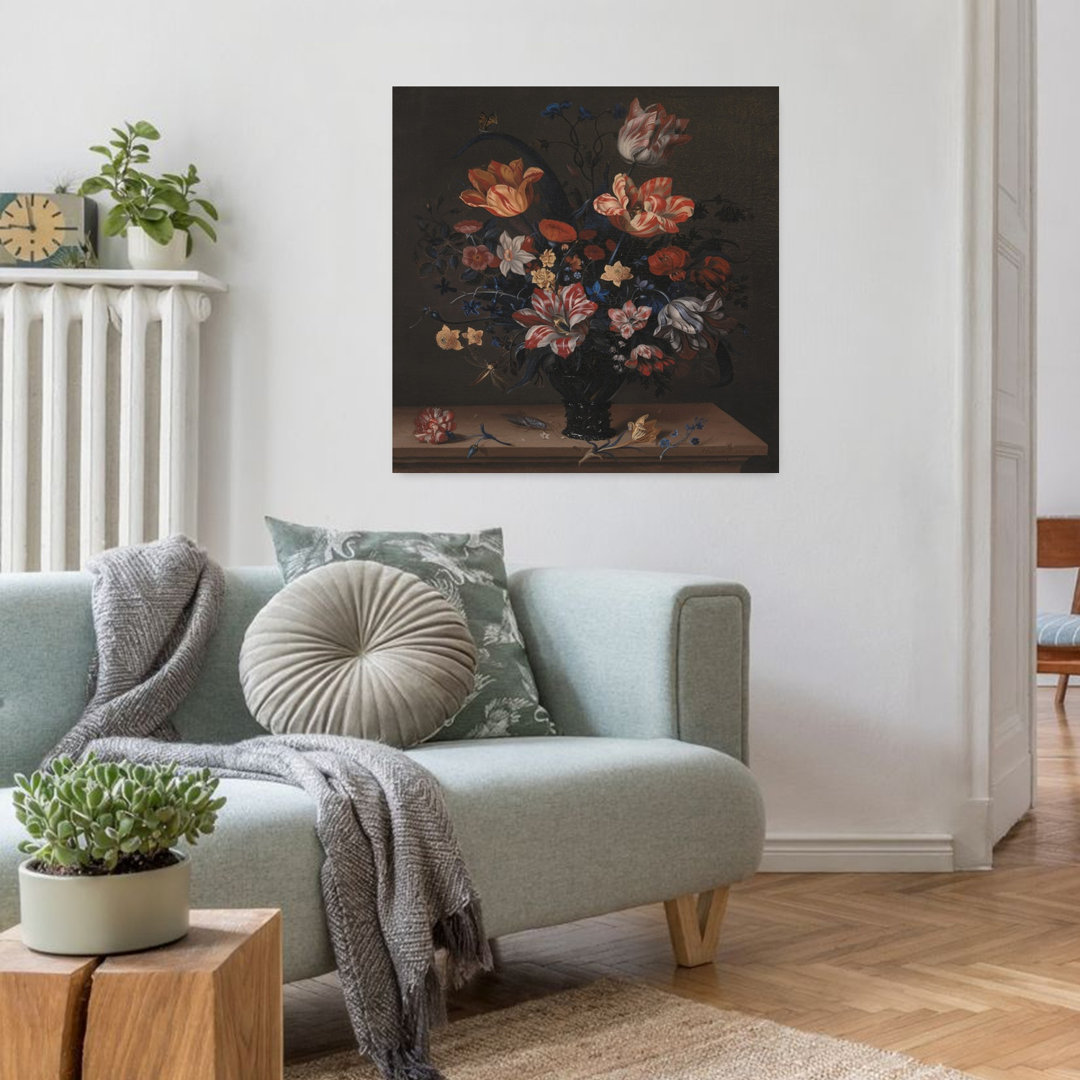Tulips and Other Flowers In a Room Abstract Contemporary Wall Art Print