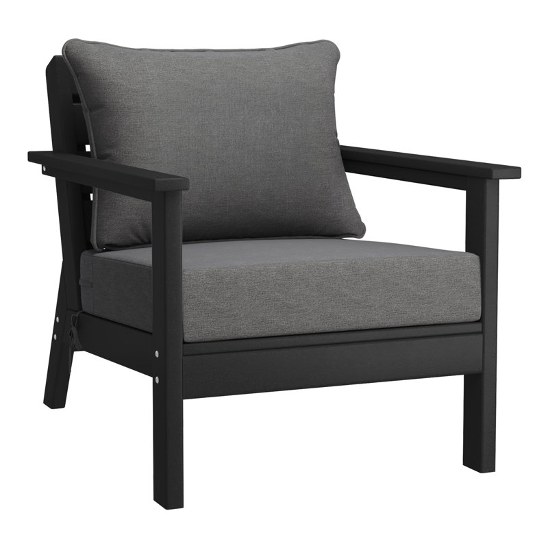 Chaise avec coussins Hydea, Noir, Gris