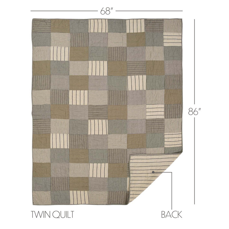 Sawyer Mill Charcoal Grey Cotton Patchwork Twin Quilt
