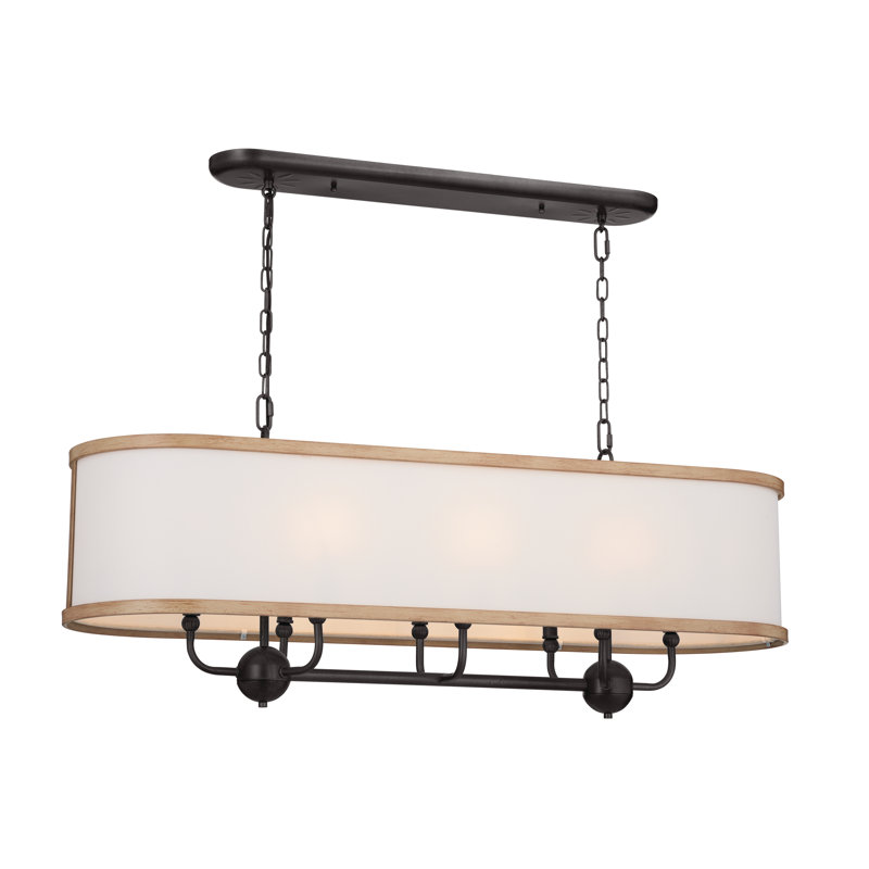8 - Light Dimmable Linear Chandelier, Anvil Iron