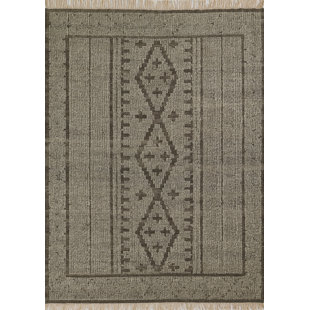Elick Geometric Handwoven Wool/Cotton Gray/Brown Area Rug