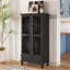 Grande armoire de rangement rustique avec tiroir et portes en bois sculpté, pieds en bois massif pour une organisation multi-pièces et un style intemporel.-627794766