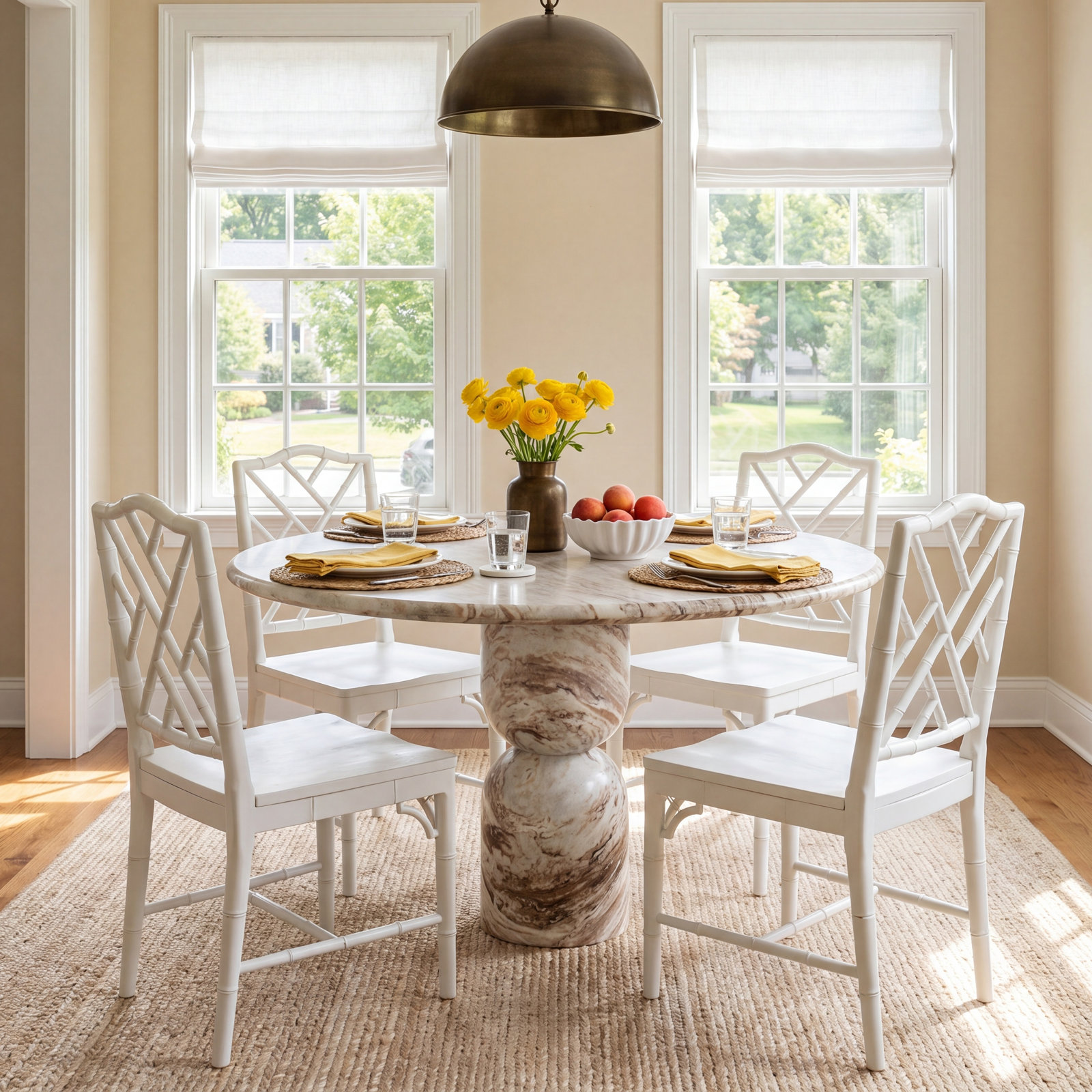 Figueroa Dining Table, 30" H x 42" W x 42" D, Sawar Marble