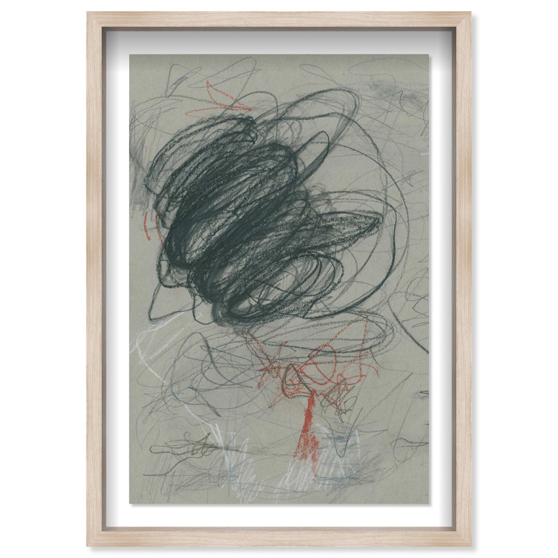 Oliver Gal Scribbles I Abstract - Luxury Shadowbox Framed Wall Art, 26" H x 18" W, Cream