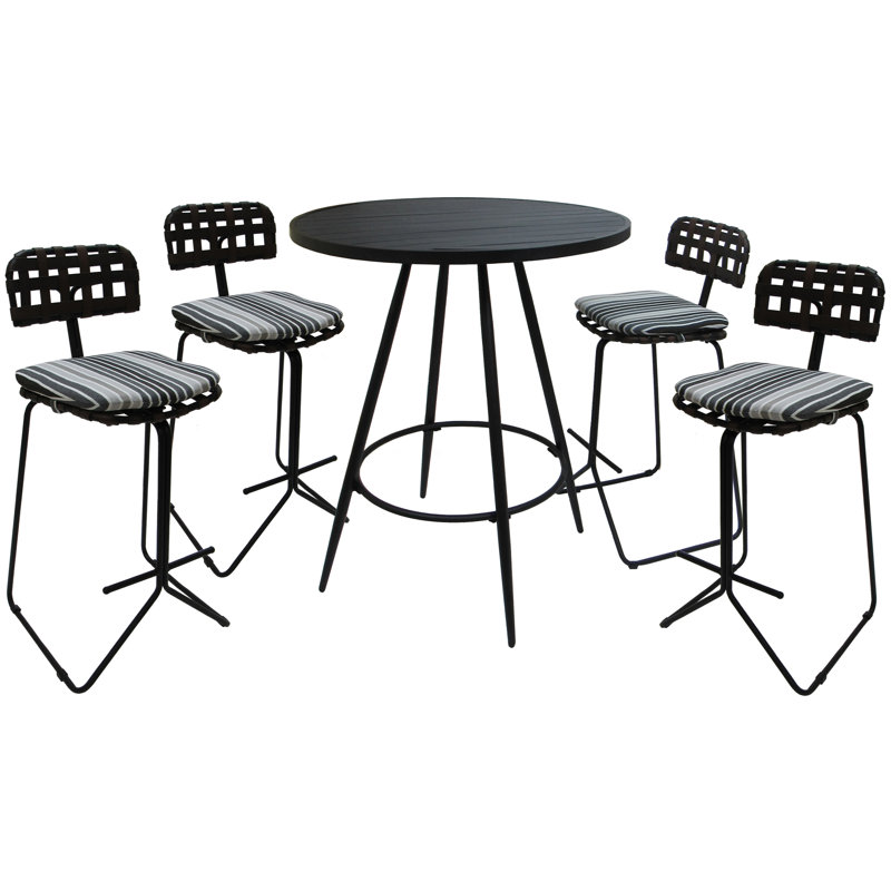 Tabouret de bar en métal avec coussin Ayyash, Noir