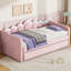 Lit de jour simple simple TG avec couchette escamotable et lumière DEL, couchette plate ou surélevée, rose-997344590
