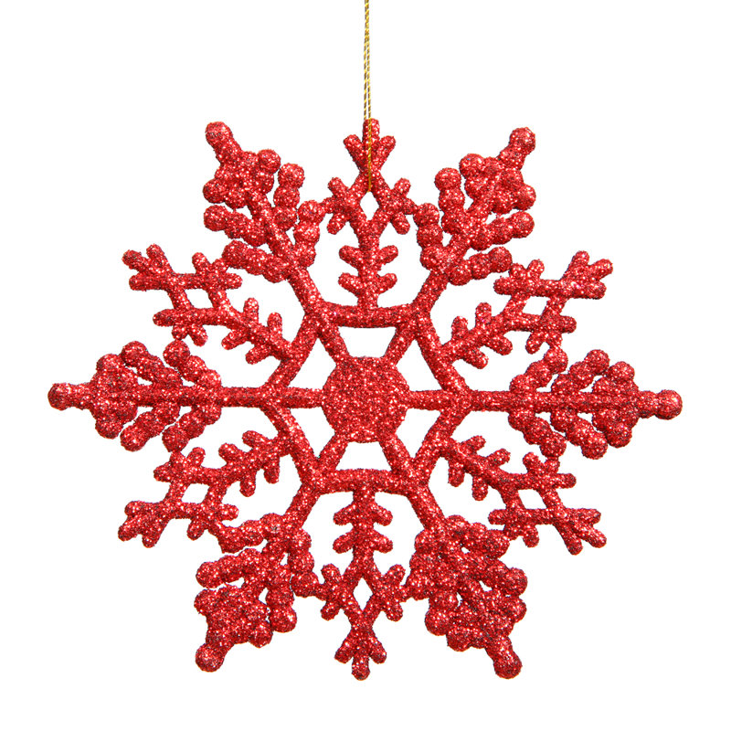 Mocha Glitter Shatterproof Plastic Snowflake Ornaments, Set of 12