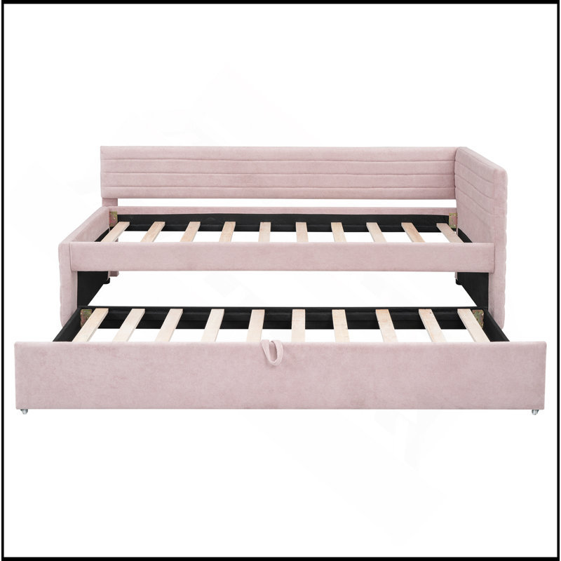 Lit de jour simple rembourré avec couchette, Rose