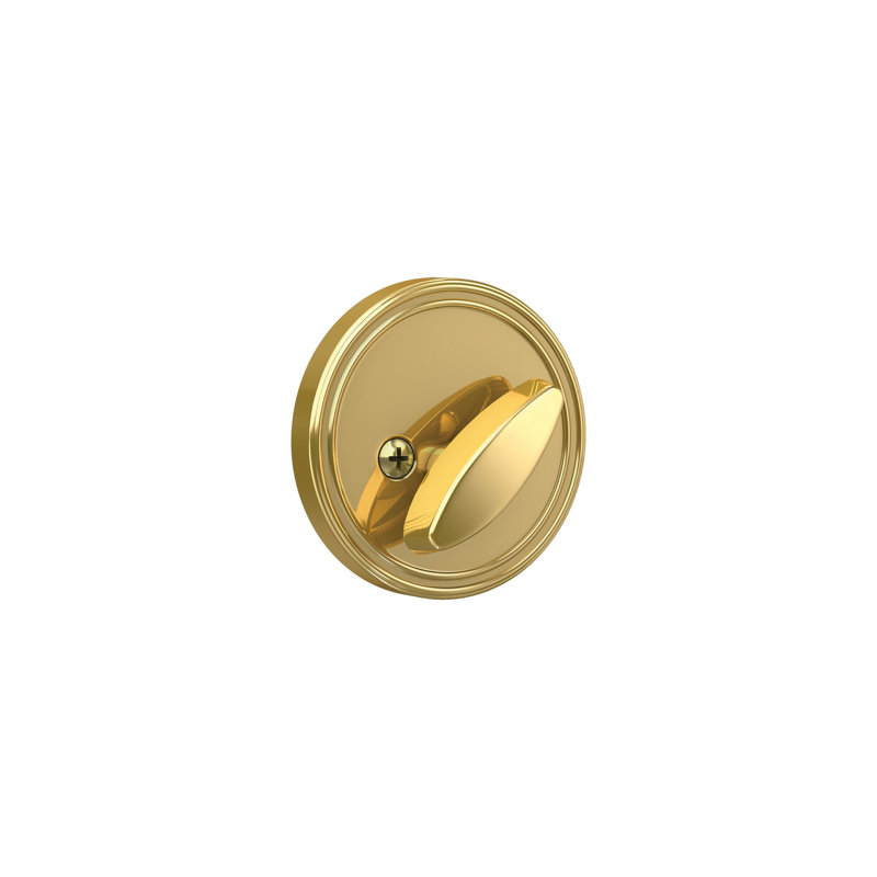 J Series Single Cylinder Deadbolt with Rosette, Bright Brass, Yes