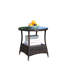 Table basse en osier avec plateau en verre trempé