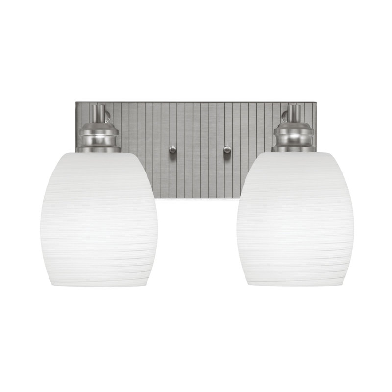 Éclairage pour meuble-lavabo à 2 lumières Ashong, Blanc, Nickel brossé