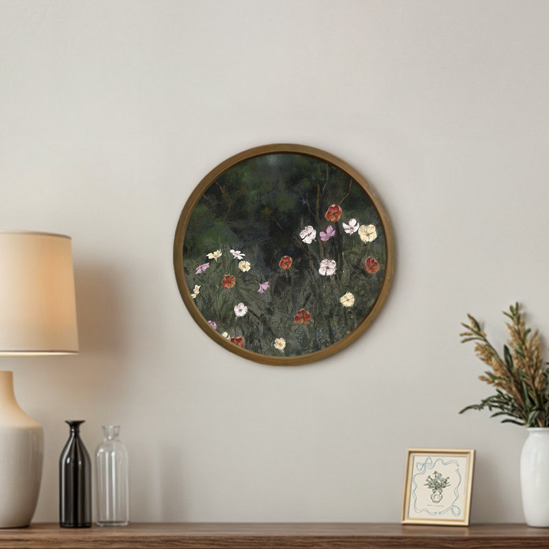 " Moody Flower Field " Print, 20" H x 20" W x 1.38" D, White