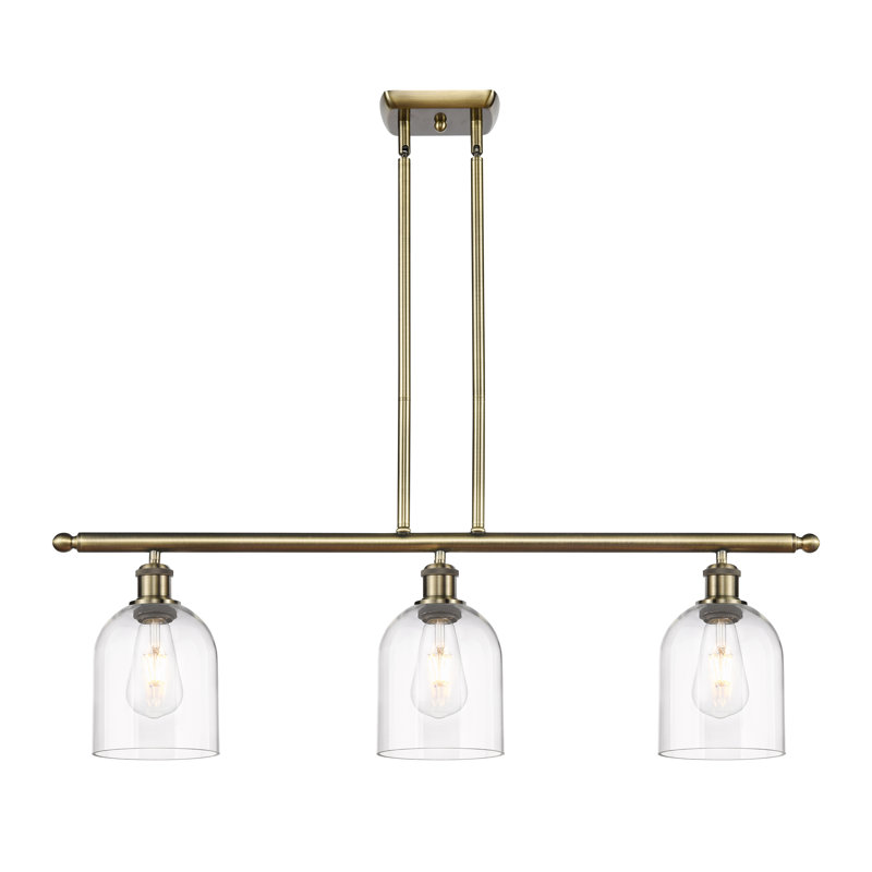 Odaniel 3 - Light Kitchen Island Pendant, Clear, Antique Brass