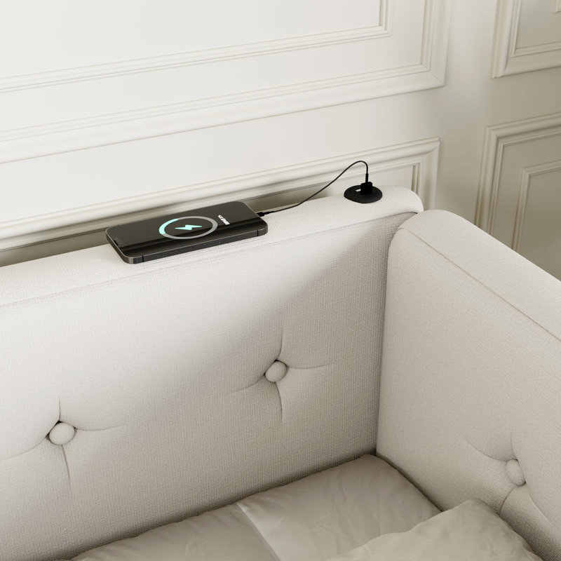 Grand lit plateforme tapissier Modern