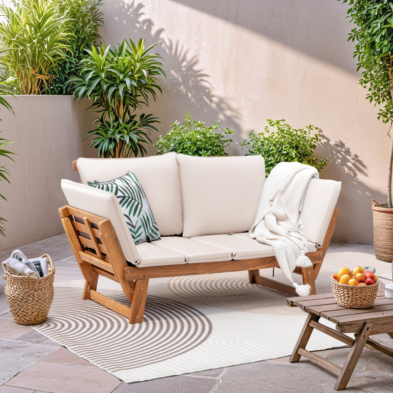Kenessa 77.9" Wide Outdoor Straight Patio Sofa with Cushions, White