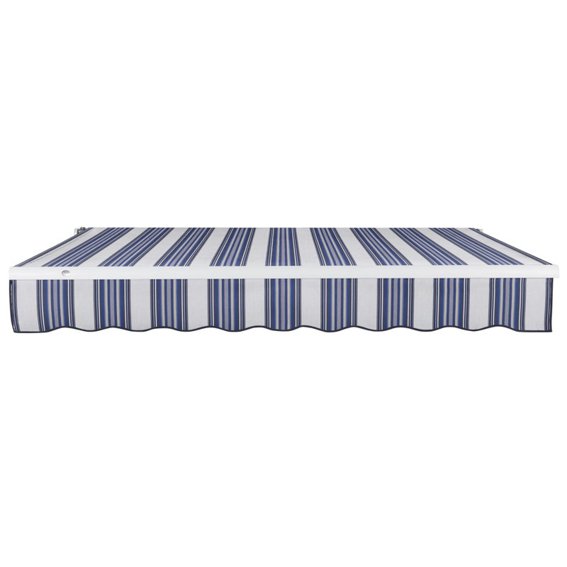 Auvent de patio rétractable Awntech Maui, Bleu marine, gris, blanc multicolore, Moteur à gauche, l 192 po x P 120 po