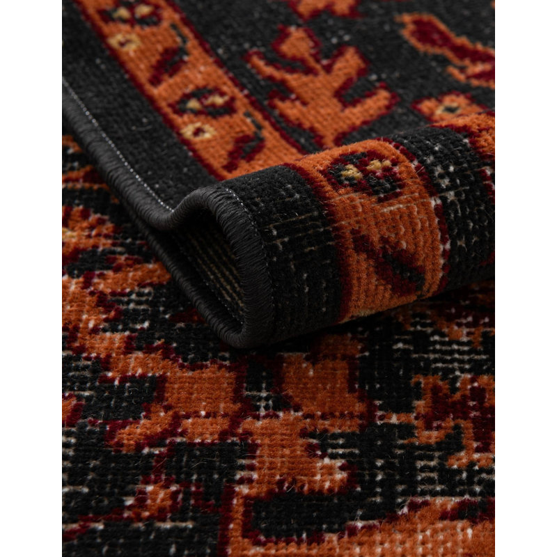 Tapis floral noir, Rectangle 2 pi x 3 pi 1 po