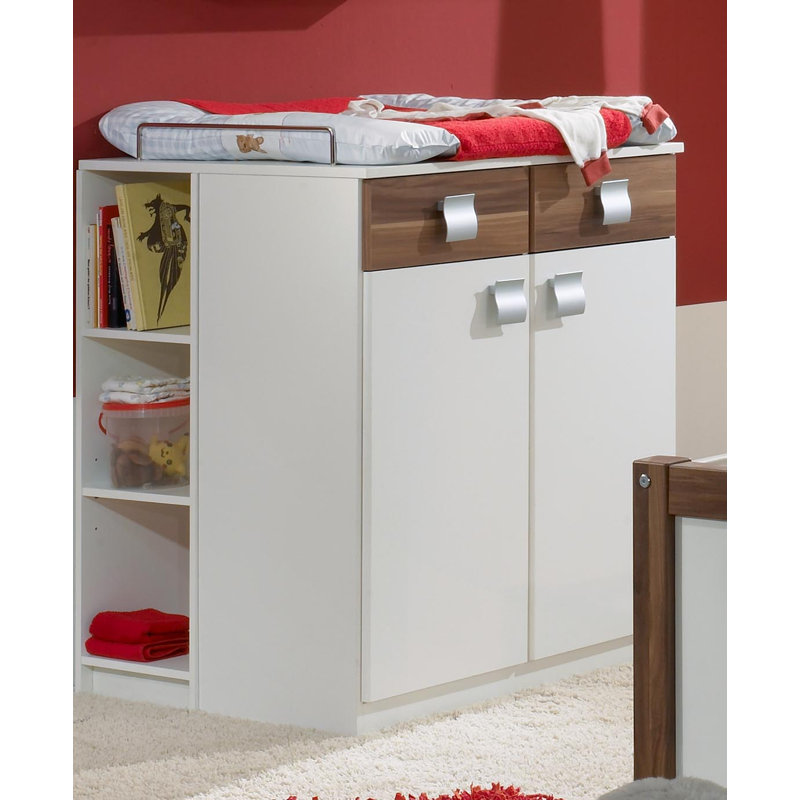Jalta Changing Table, Alpine white and French walnut