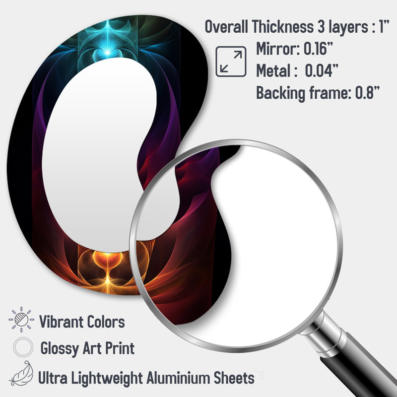 Chakra First Movement Meditation - Abstract Geometric 3D Shapes Irregular Modern Large Wall Mirror, 31" x 22"