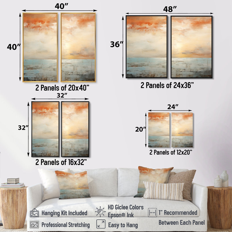 «Beige et doré», coucher de soleil sur la plage - art mural côtier, H 36 po x l 48 po, Impression encadrée flottante, Noir