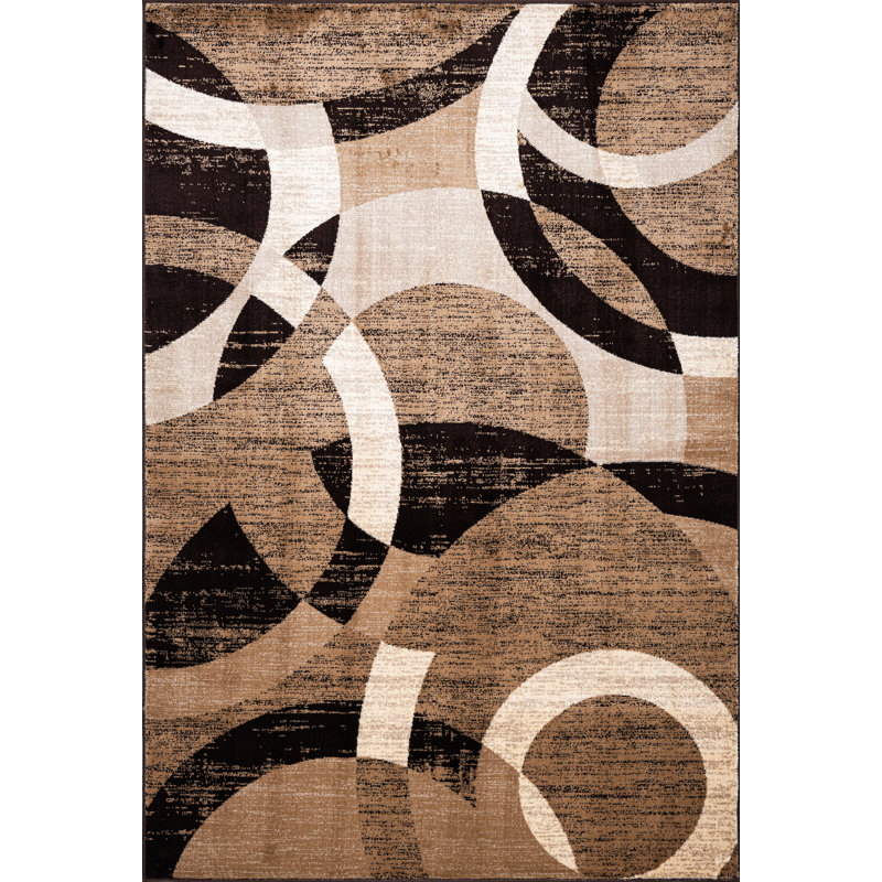 Abstract Area Rug, Brown, Rectangle 160 x 230 cm