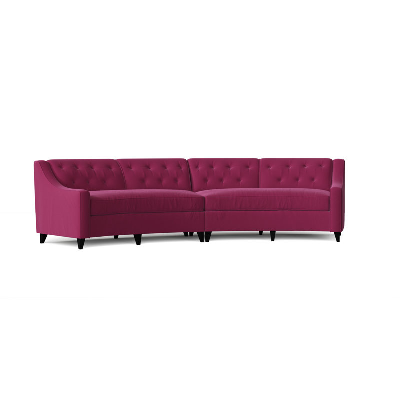 Canapé modulaire de coin symétrique 147 po Charlotte, Rose Klein, Noir, Plumes / duvet