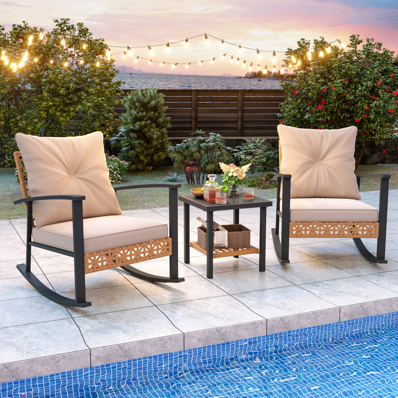 Chaise berçante avec coussins 3 pièces