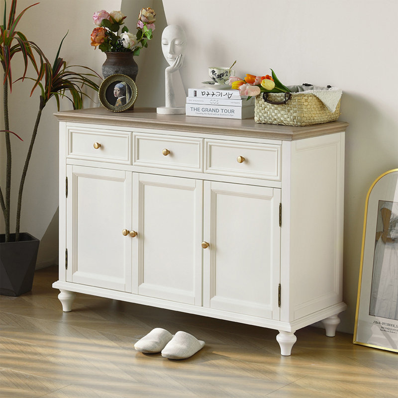 American-Style White Three-Door Buffet Table