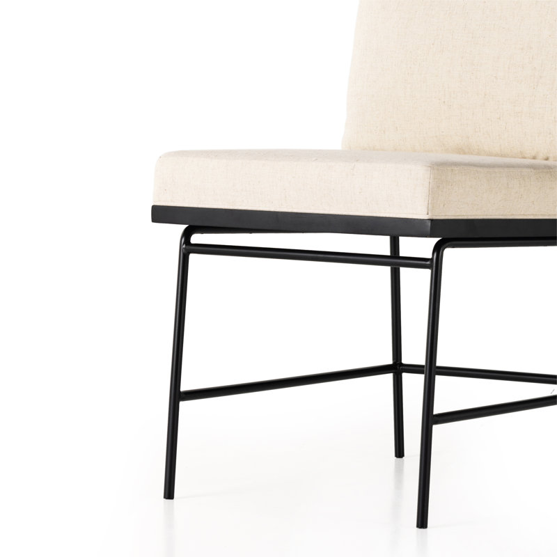 Chaise d'appoint rembourrée en mélange de polyester Julep, Saville lin / ébène brossé