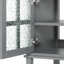36" Bathroom Vanity With Ceramic Sink, Bathroom Vanity With Adjustable Shelf And Open Shelf, With Solid Wood Legs, Waterproof Painted Finish, Silver Metal Knobs And Soft Close Hinges Design, Grey-121294499