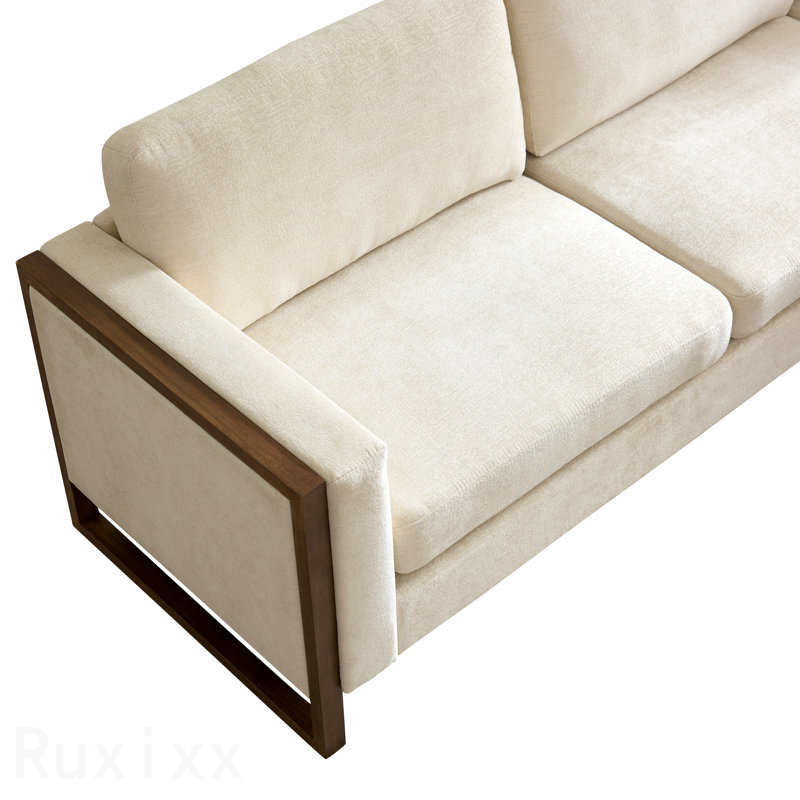 Canapé modulaire en chenille carré en L 2 pièces à accoudoirs carrés, salons, chambres à coucher, bureau d'appartement