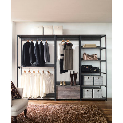 Rustic Walk-In Closet With Metal Frame And Storage Construction Stain Resistance