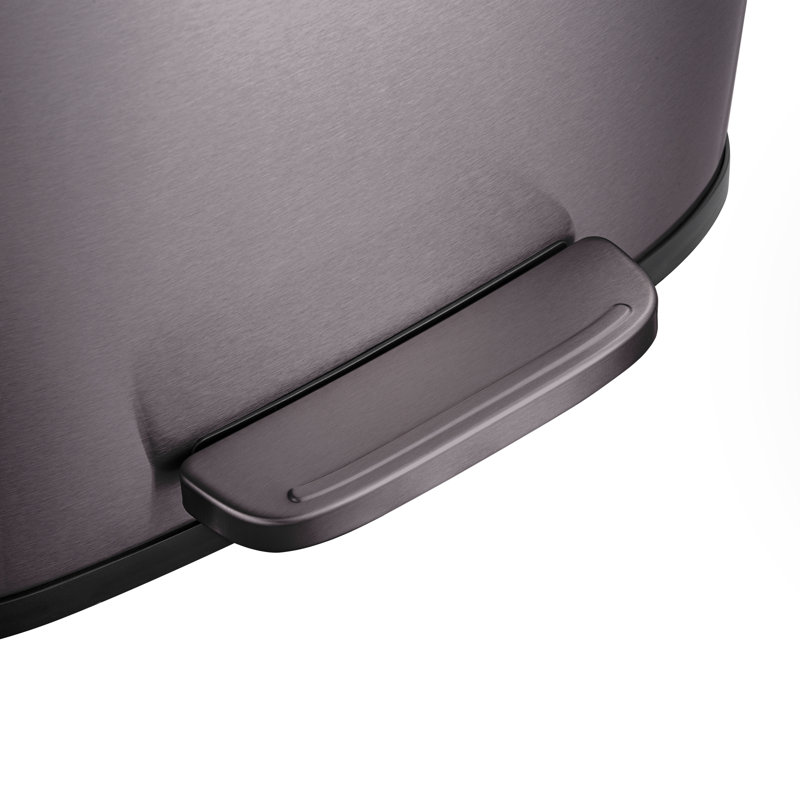 13.2 Gallon Stainless Steel Rectangular Step On Kitchen Trash Can, Black Stainless Steel