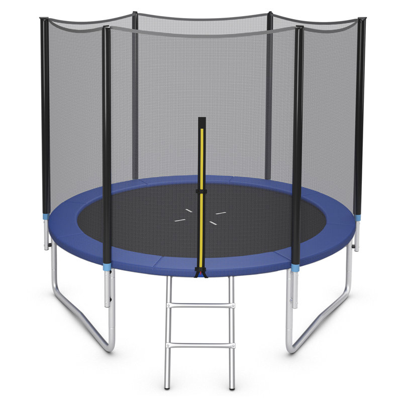 Gymax Round Backyard Trampoline with Safety Enclosure